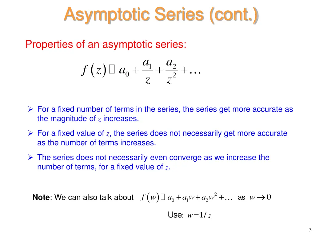 asymptotic series cont