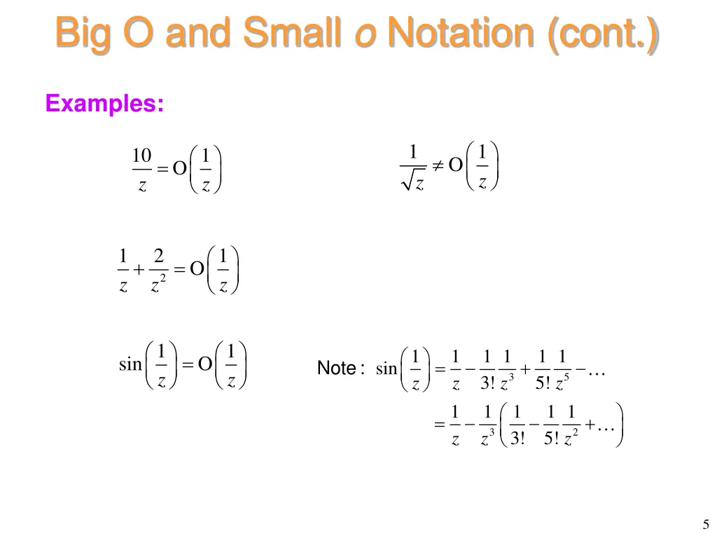 big o and small o notation cont