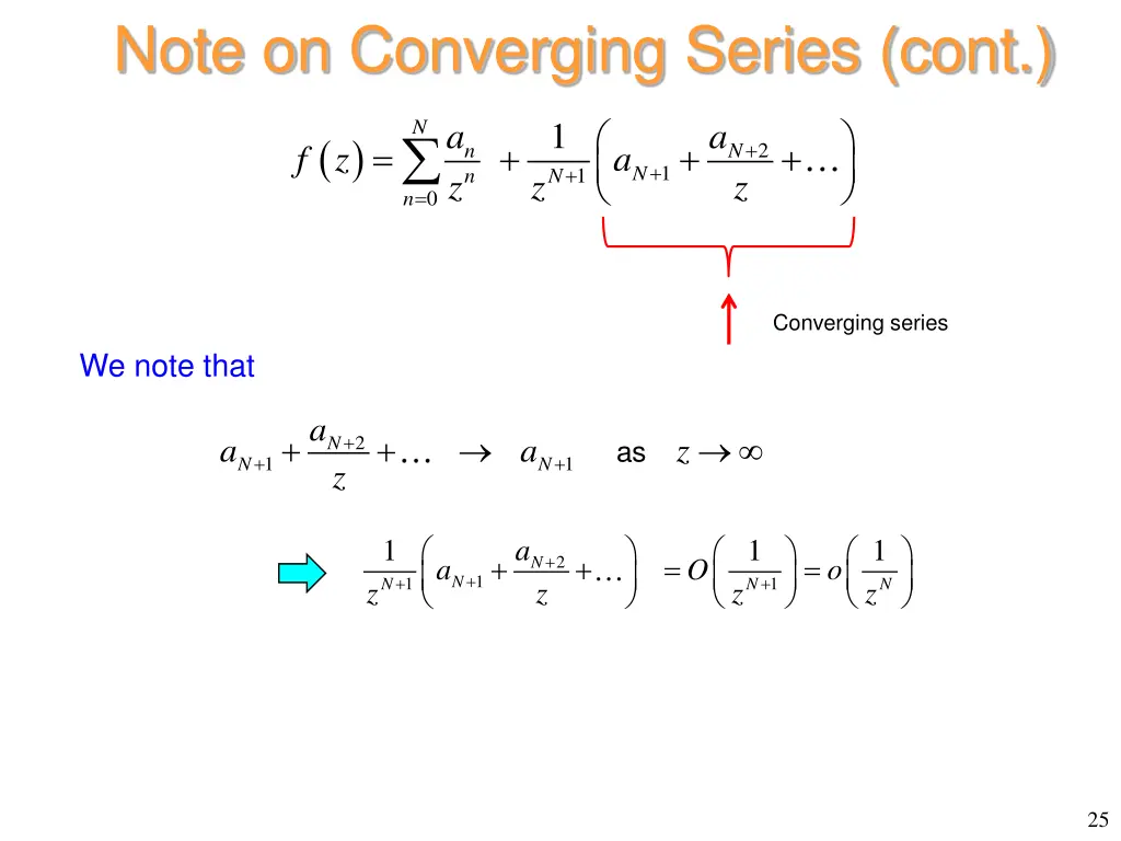 note on converging series cont