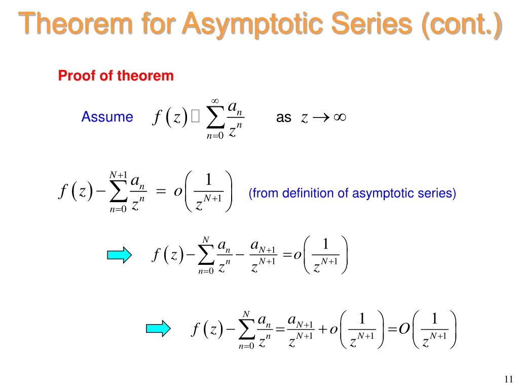 theorem for asymptotic series cont
