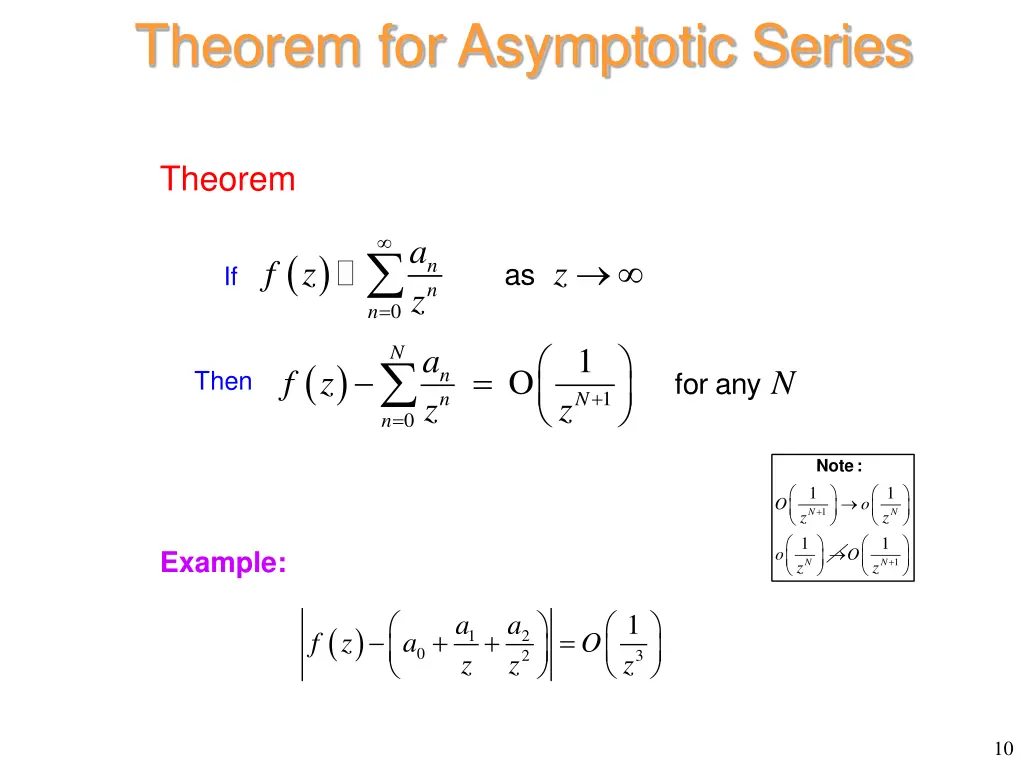 theorem for asymptotic series
