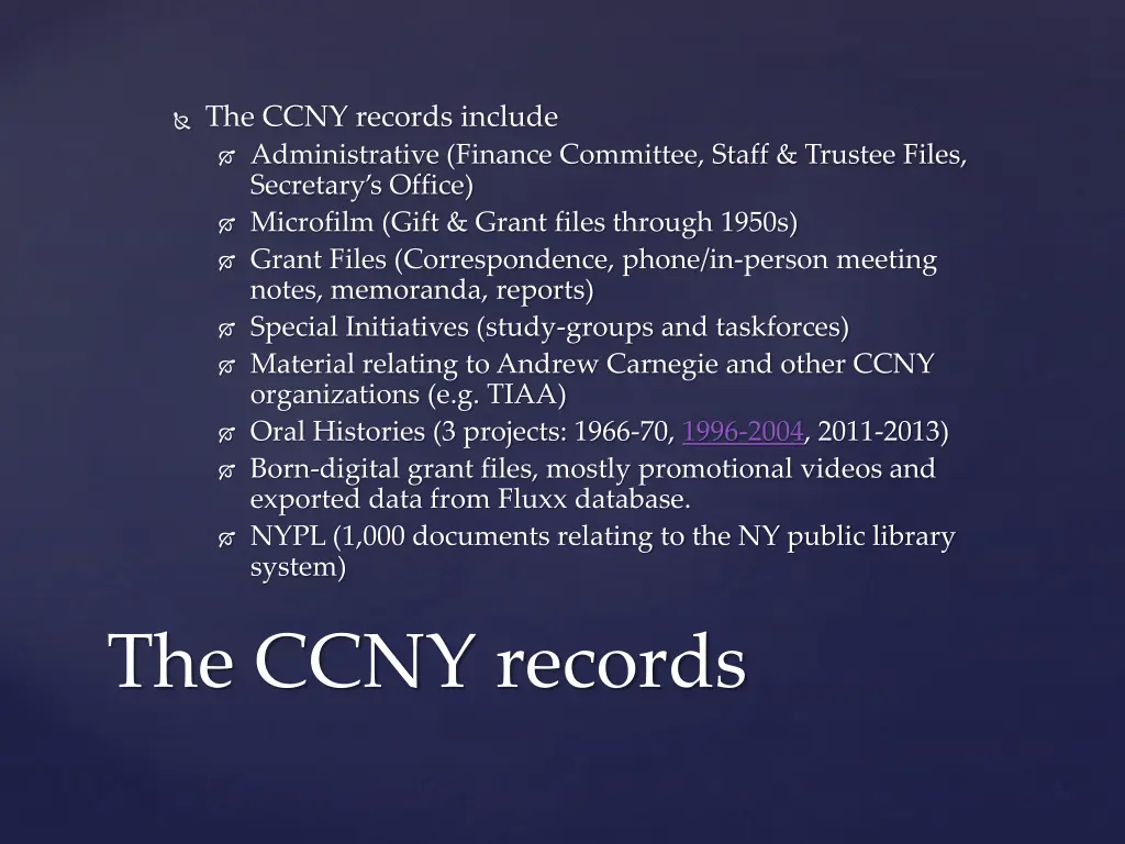 the ccny records include