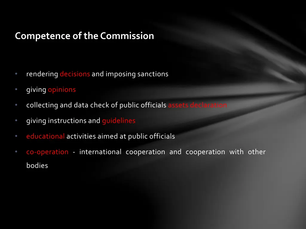 competence of the commission