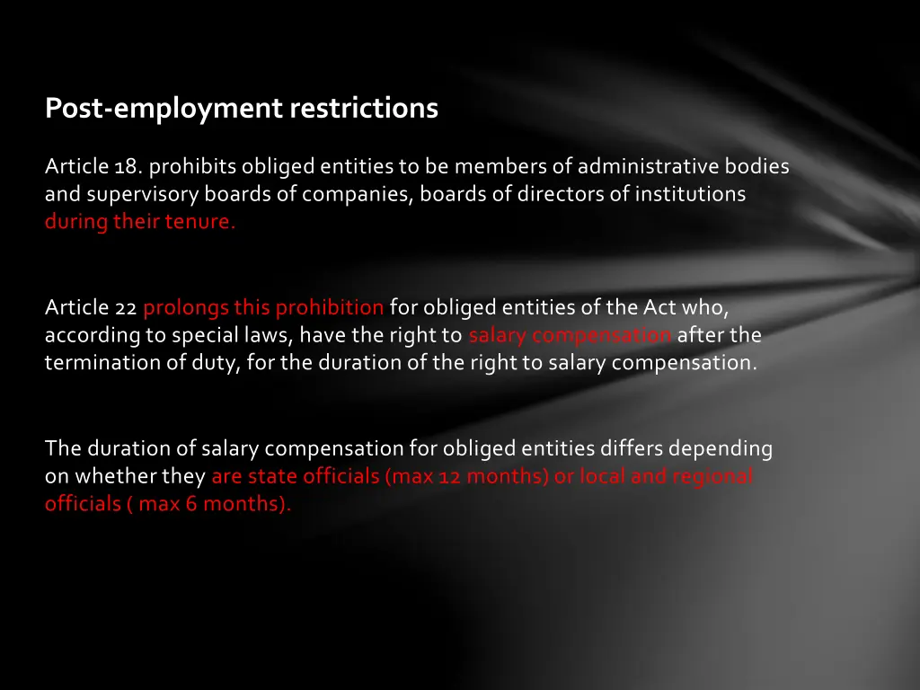 post employment restrictions