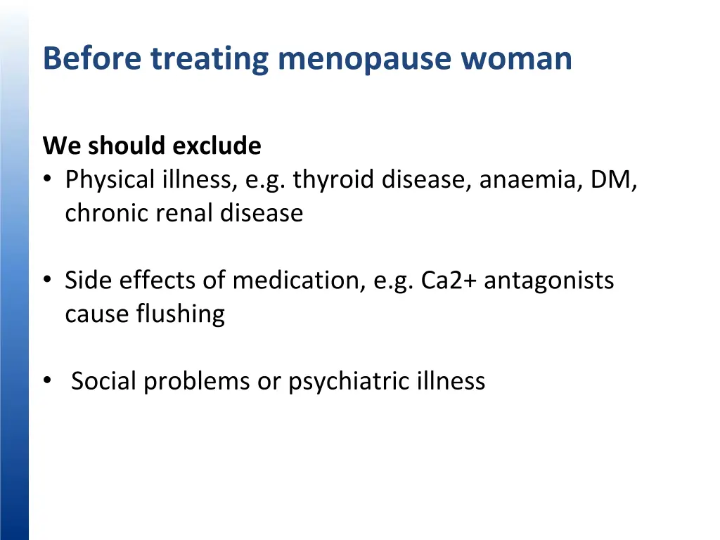 before treating menopause woman