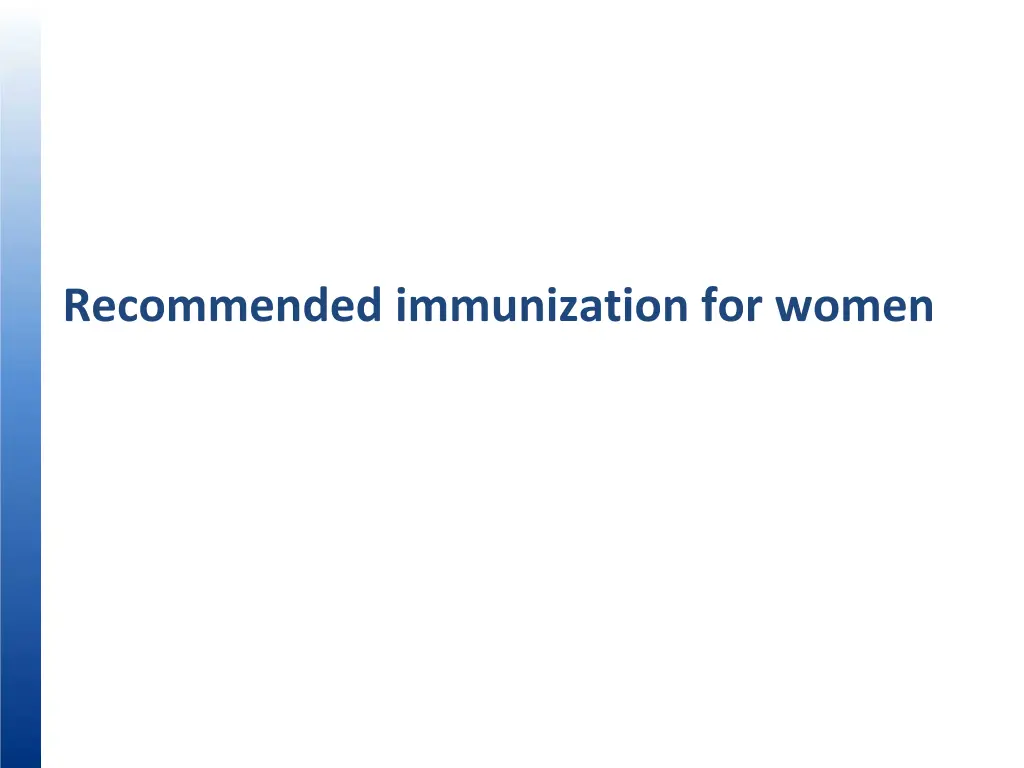 recommended immunization for women