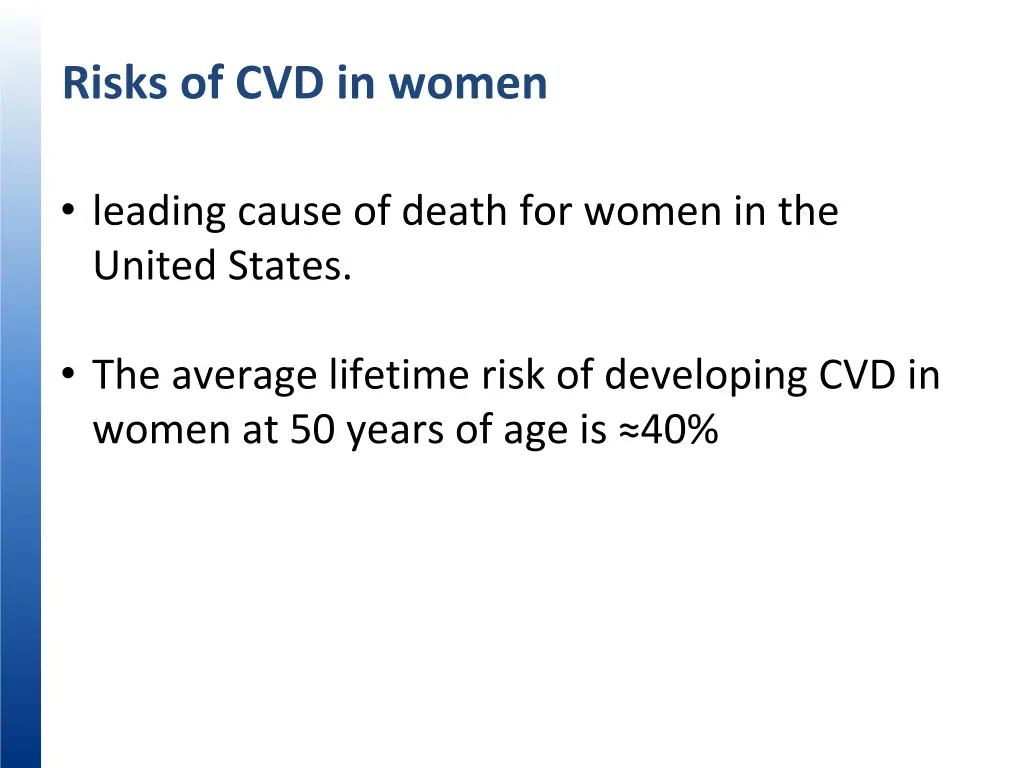 risks of cvd in women