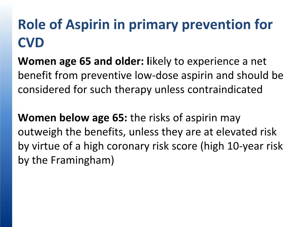 role of aspirin in primary prevention