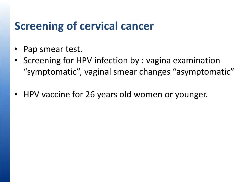 screening of cervical cancer