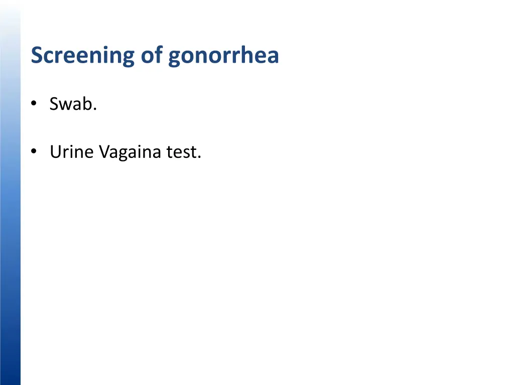 screening of gonorrhea