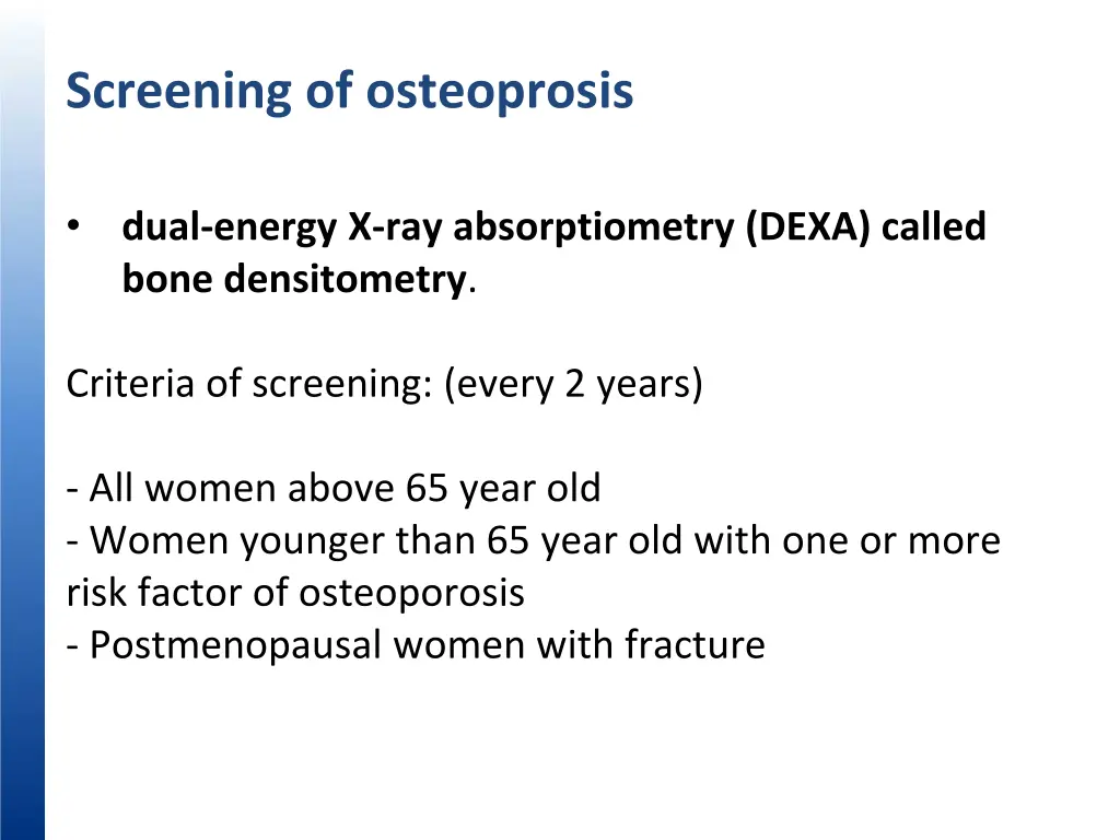 screening of osteoprosis