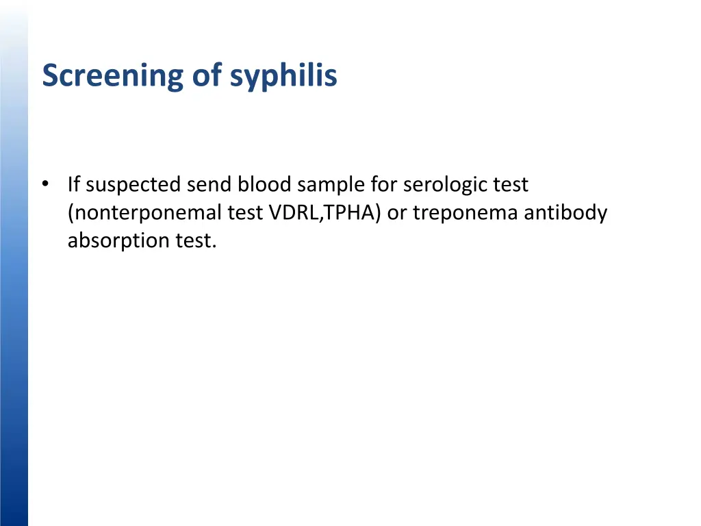 screening of syphilis