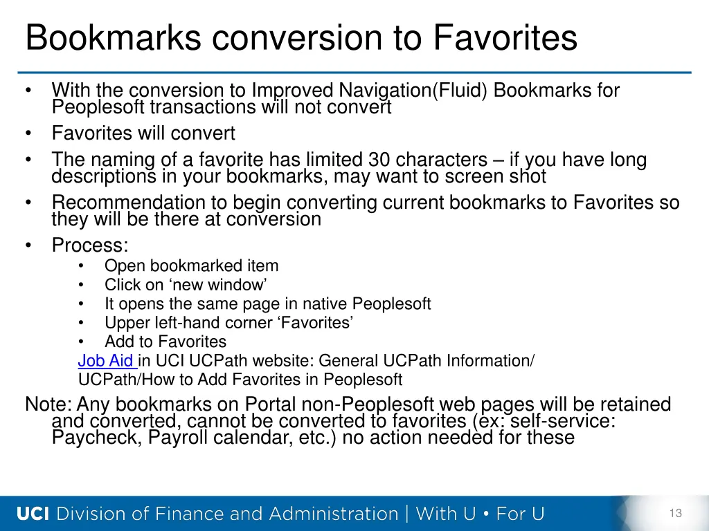 bookmarks conversion to favorites