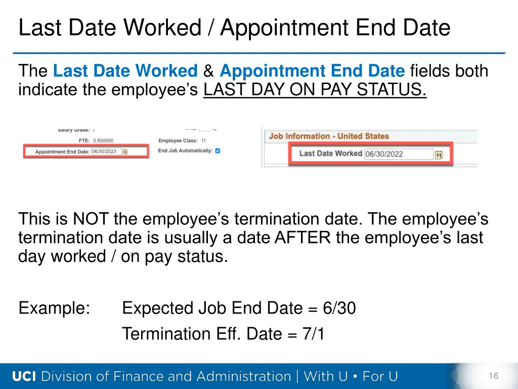 last date worked appointment end date