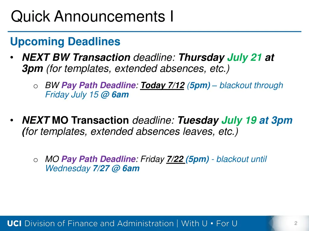 quick announcements i