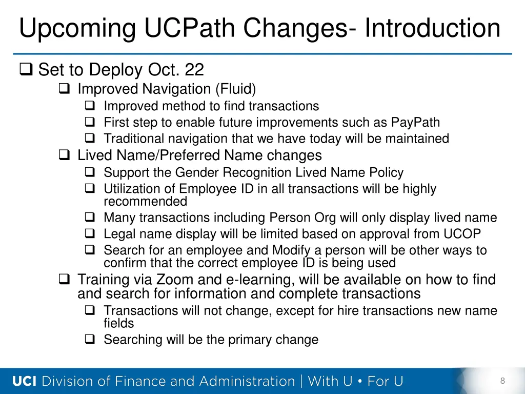 upcoming ucpath changes introduction