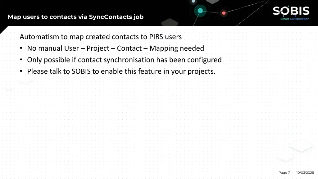 map users to contacts via synccontacts job