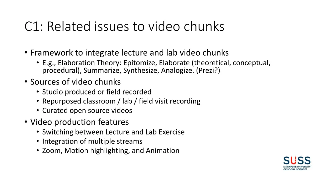c1 related issues to video chunks