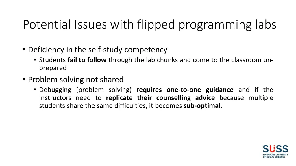 potential issues with flipped programming labs