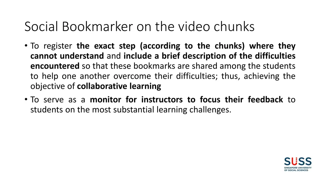 social bookmarker on the video chunks