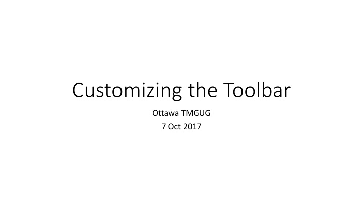 customizing the toolbar