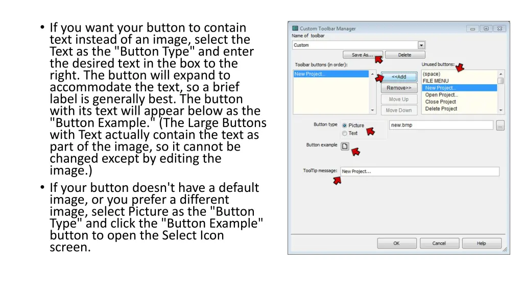 if you want your button to contain text instead