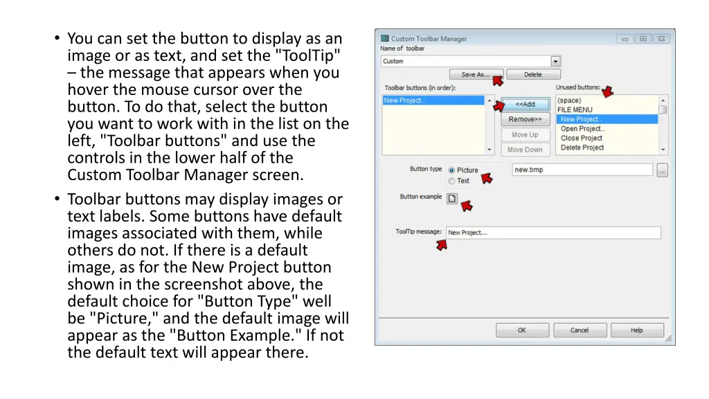 you can set the button to display as an image