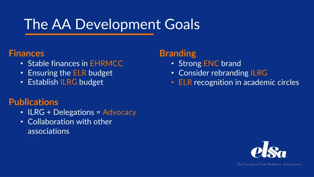 the aa development goals