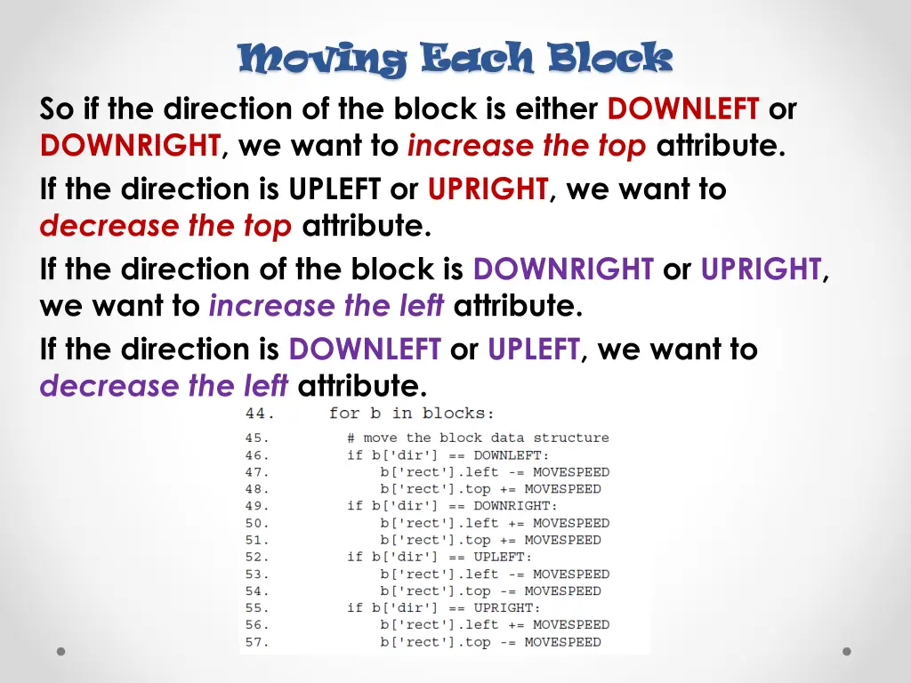 moving each block moving each block