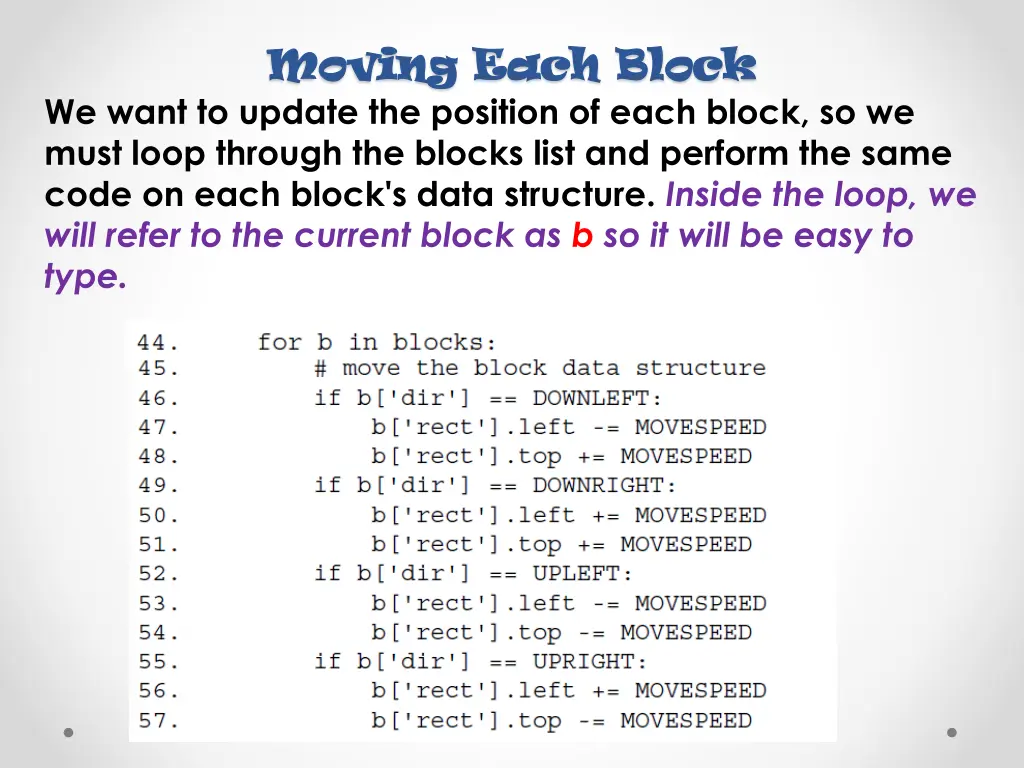 moving each block moving each block we want