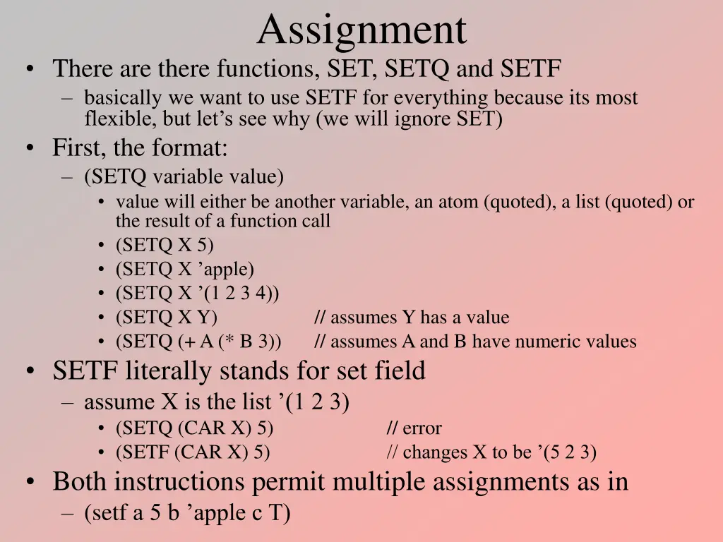 assignment