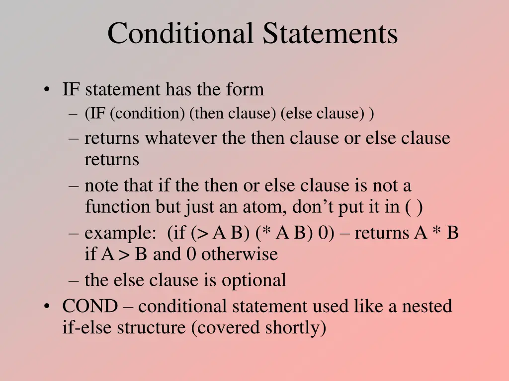 conditional statements