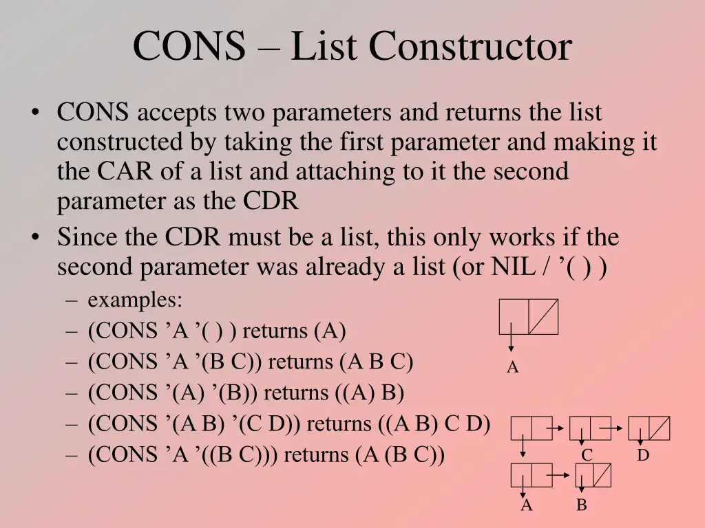 cons list constructor