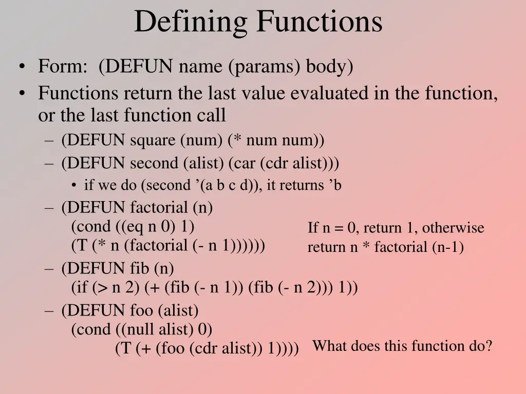 defining functions
