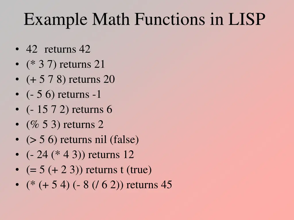 example math functions in lisp