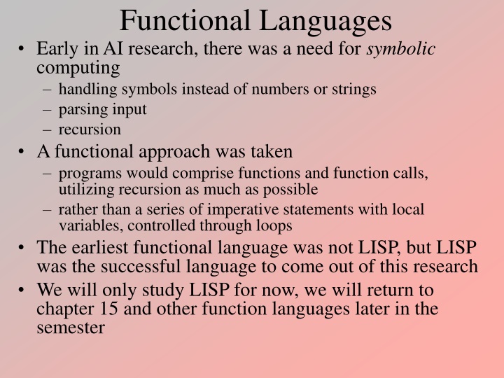 functional languages early in ai research there