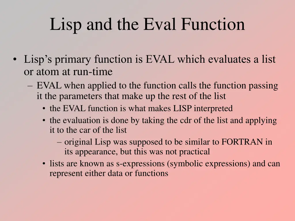 lisp and the eval function