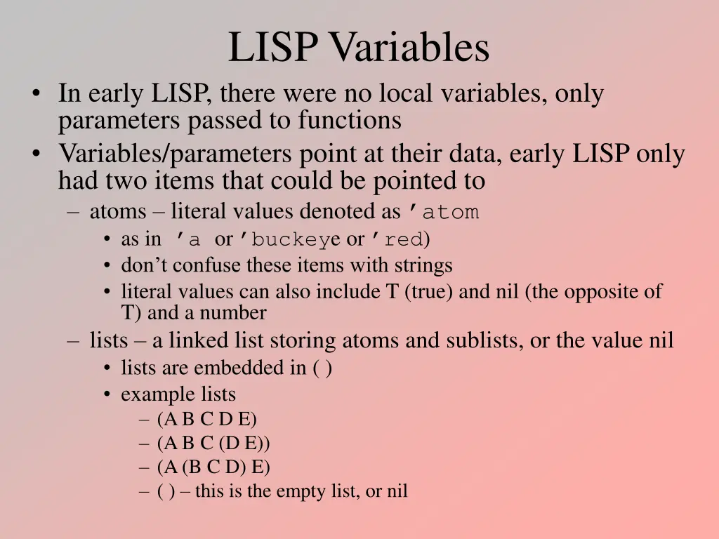 lisp variables