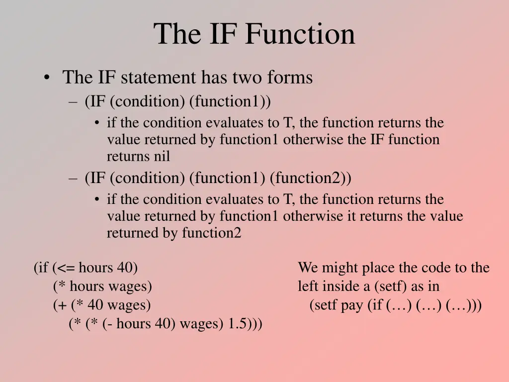 the if function