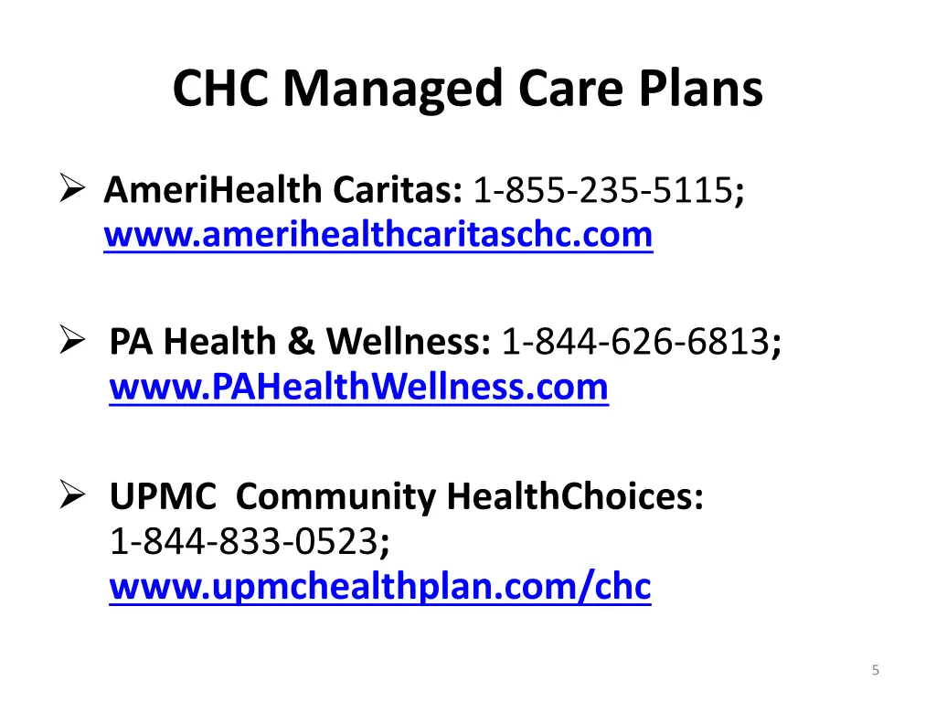 chc managed care plans