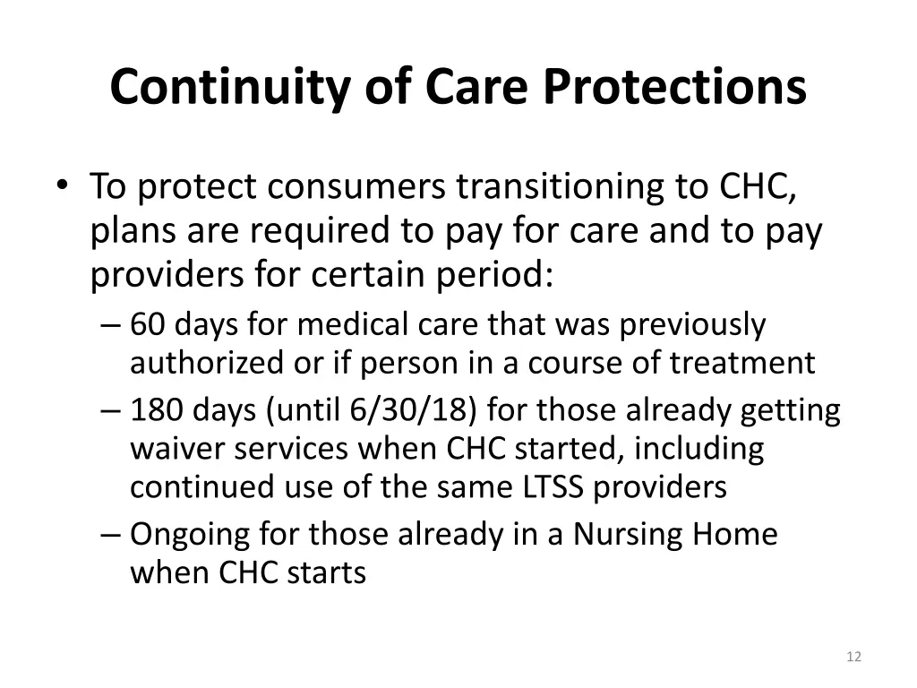 continuity of care protections