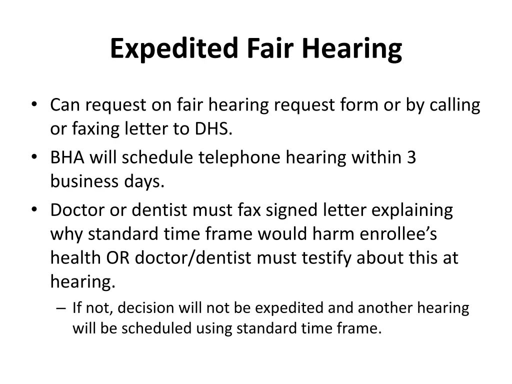 expedited fair hearing