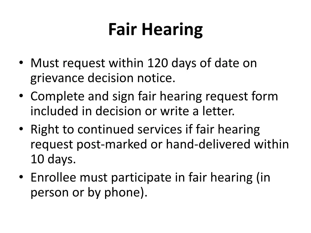 fair hearing