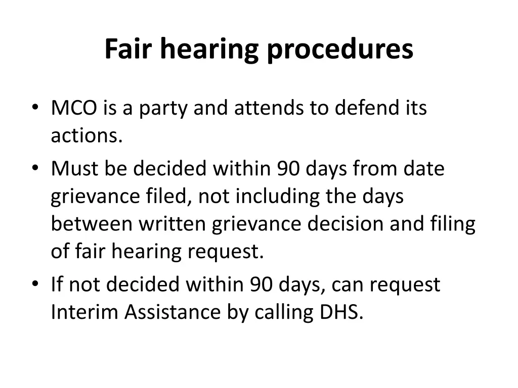 fair hearing procedures