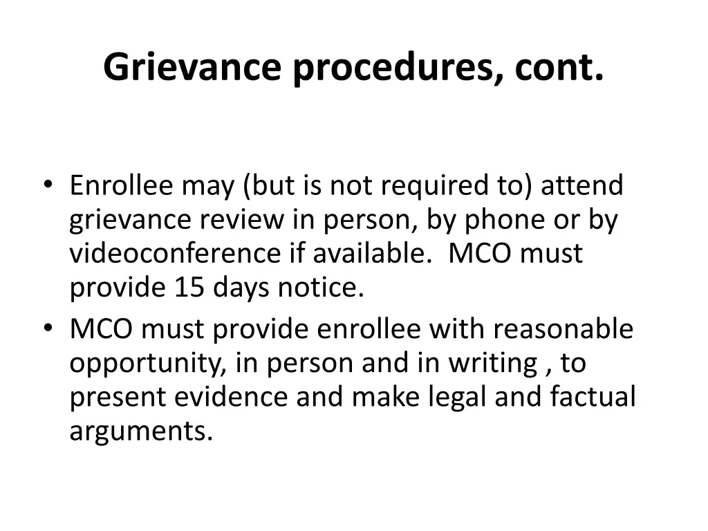 grievance procedures cont