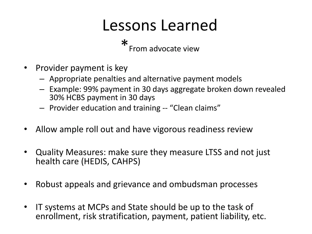 lessons learned from advocate view