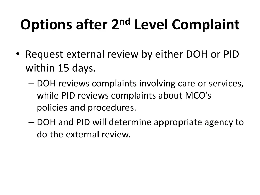options after 2 nd level complaint
