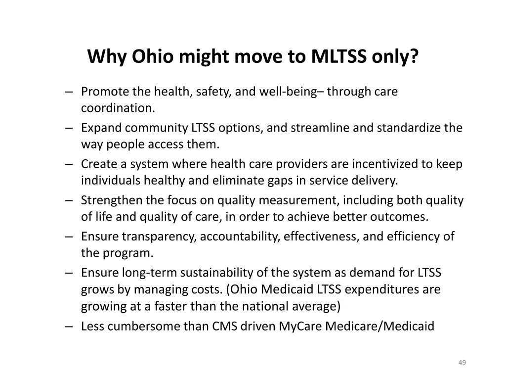 why ohio might move to mltss only