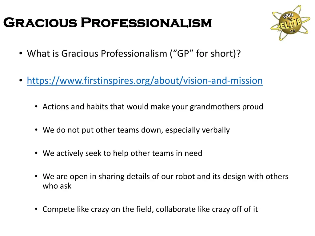 gracious professionalism gracious professionalism