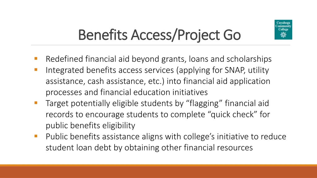 benefits access project go benefits access